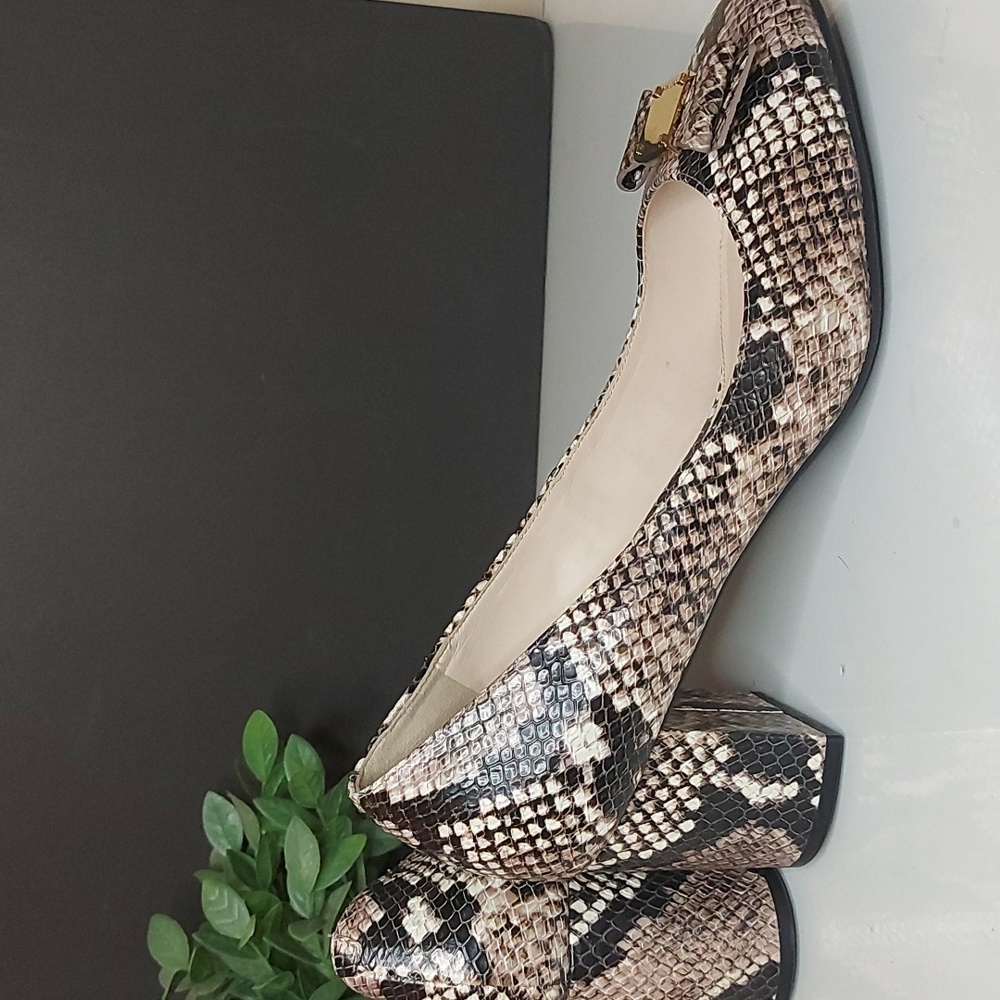 Cole Haan Snakeskin Print Leather Heel with Bow